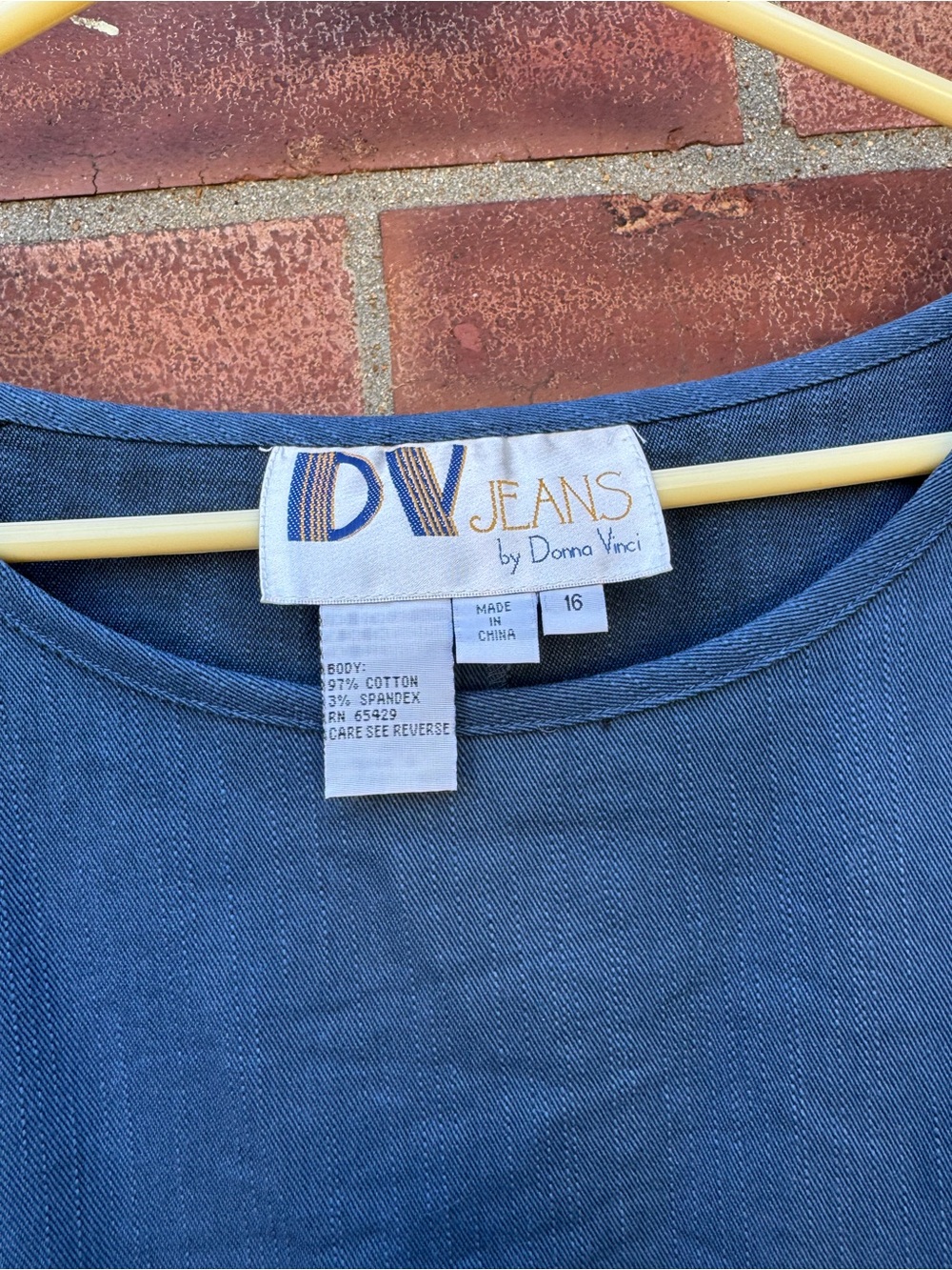 Vintage DV Jeans by Donna Vinci Blue Stretch Denim Tank Top Size 16 - Picture 2 of 7